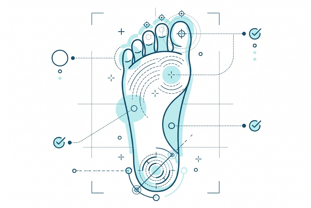 Daily foot check steps and sock and shoe features compared